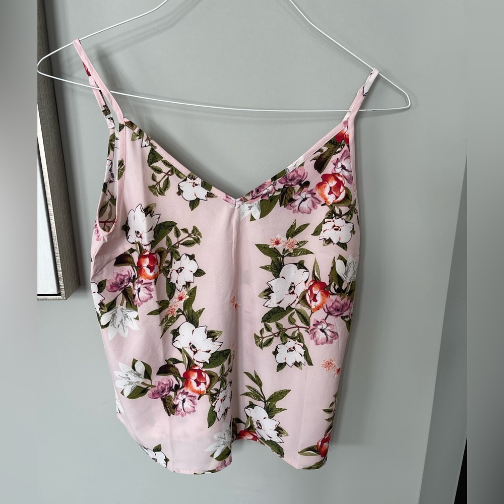 Pink floral crop tank top - Buy 2, Get 1 Free!
